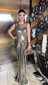 Metallic corset drape